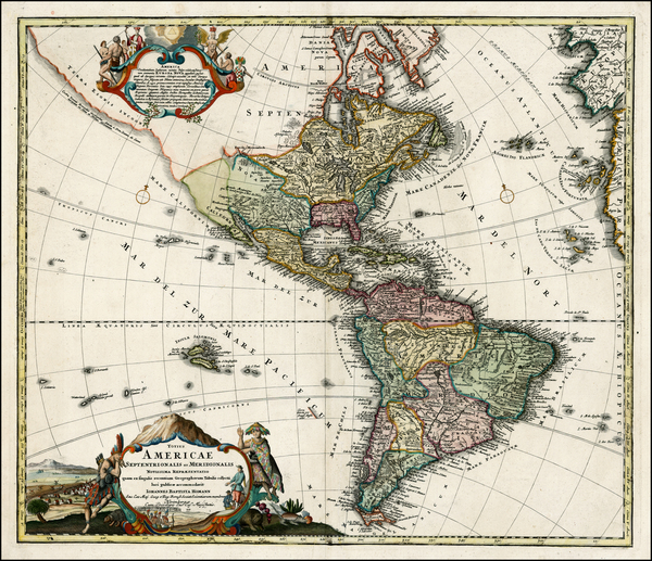 24-Western Hemisphere, South America and America Map By Johann Baptist Homann