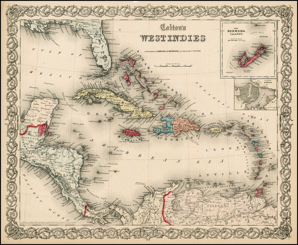 76-Caribbean, Central America and South America Map By Joseph Hutchins Colton