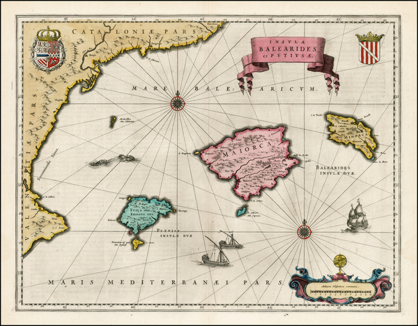 25-Spain and Balearic Islands Map By Willem Janszoon Blaeu