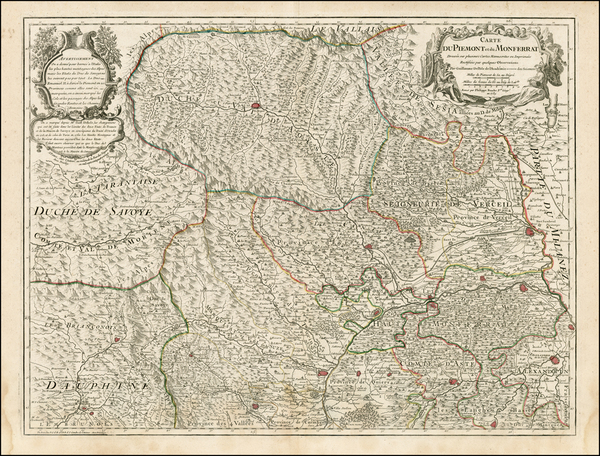 80-France and Italy Map By Philippe Buache