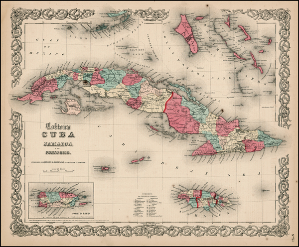 33-Caribbean Map By Joseph Hutchins Colton