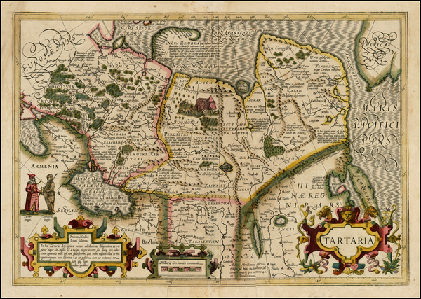 20-Alaska, China, Korea, Central Asia & Caucasus and Russia in Asia Map By Jodocus Hondius