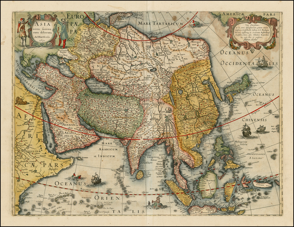 51-Asia and Asia Map By Jodocus Hondius