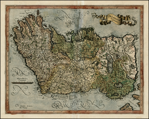 88-Ireland Map By  Gerard Mercator