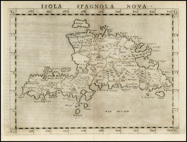 14-Caribbean Map By Girolamo Ruscelli