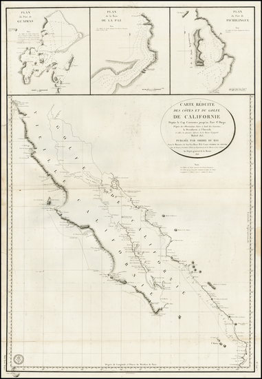 34-Mexico, Baja California and California Map By Depot de la Marine