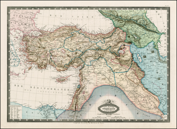 62-Turkey, Middle East, Turkey & Asia Minor and Balearic Islands Map By F.A. Garnier