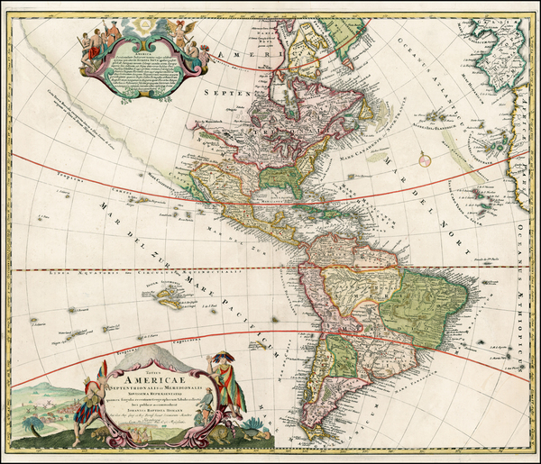 60-Western Hemisphere, South America and America Map By Johann Baptist Homann