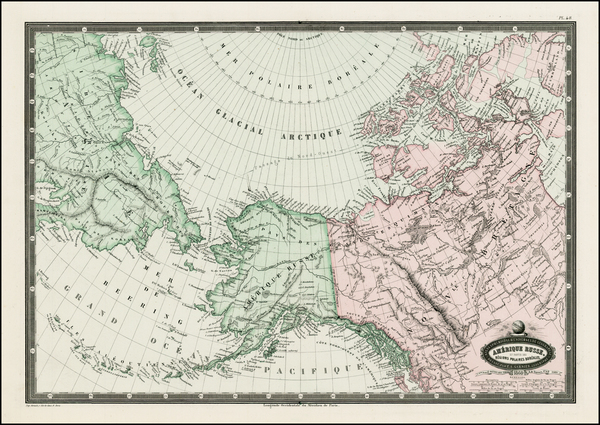 42-Polar Maps, Alaska and Canada Map By F.A. Garnier