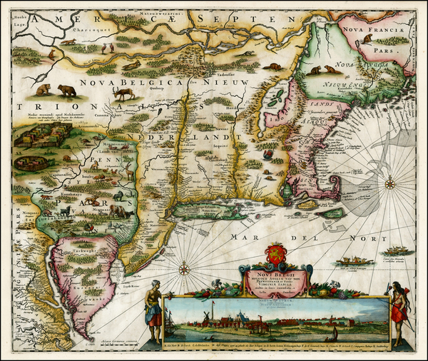 67-New England, Mid-Atlantic and Canada Map By Justus Danckerts