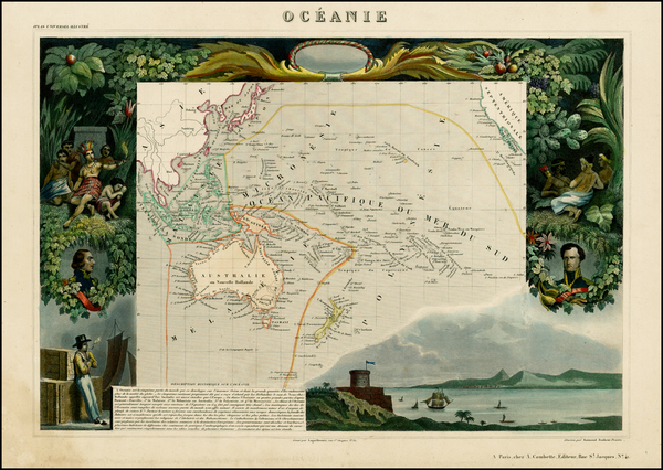 81-Australia & Oceania and Oceania Map By Victor Levasseur