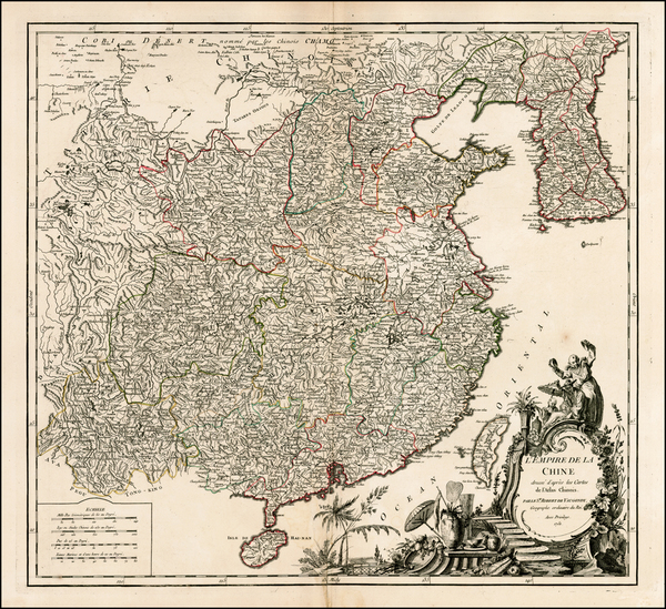 67-China and Korea Map By Gilles Robert de Vaugondy