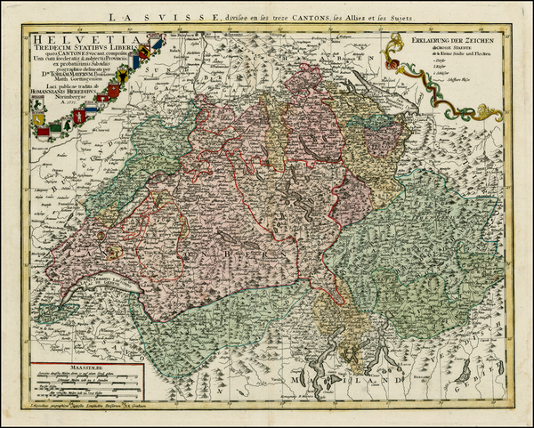 68-Switzerland Map By Johann Baptist Homann