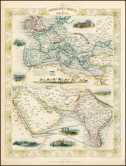 9-Europe, India, Central Asia & Caucasus and Middle East Map By John Tallis