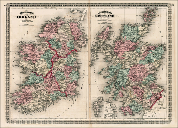 55-British Isles, Scotland and Ireland Map By Alvin Jewett Johnson