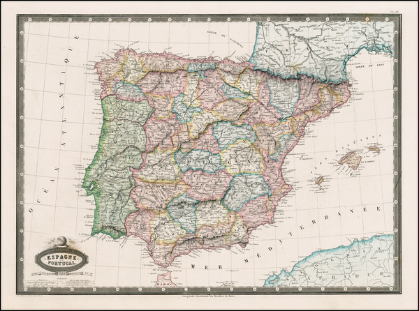 54-Spain and Portugal Map By F.A. Garnier