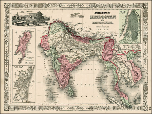 91-India and Southeast Asia Map By Benjamin P Ward  &  Alvin Jewett Johnson