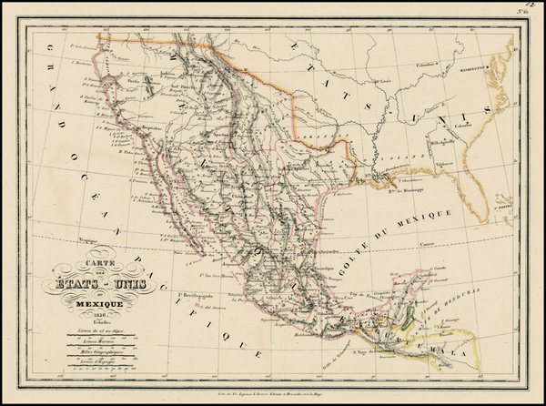 95-Texas, Southwest, Rocky Mountains, Mexico and California Map By Th. Lejeune
