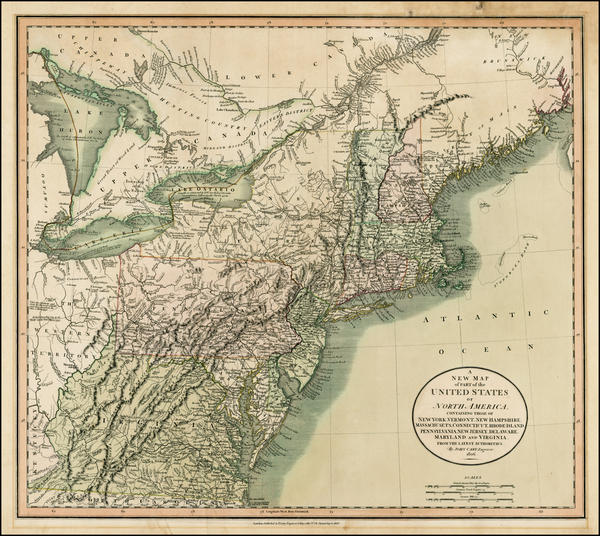 68-New England, Mid-Atlantic and Midwest Map By John Cary