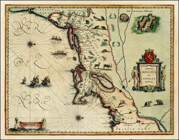 81-New England and Mid-Atlantic Map By Willem Janszoon Blaeu