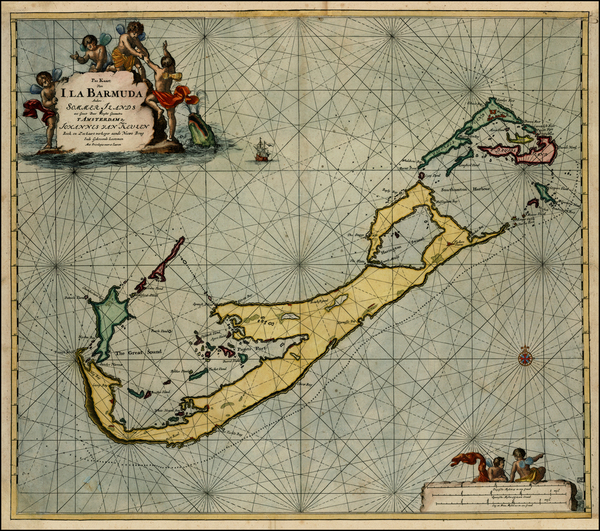 57-Atlantic Ocean and Caribbean Map By Johannes Van Keulen