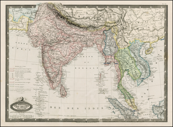 91-China, India, Southeast Asia and Central Asia & Caucasus Map By F.A. Garnier