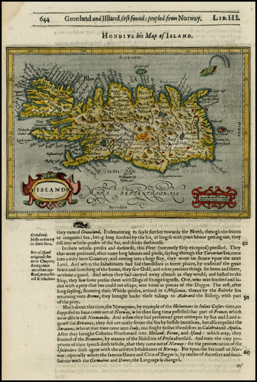 16-Atlantic Ocean, Iceland and Balearic Islands Map By Jodocus Hondius / Samuel Purchas