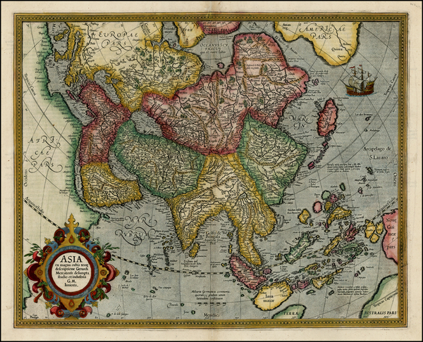 73-Asia and Asia Map By Gerhard Mercator