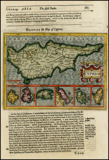 66-Turkey, Mediterranean, Balearic Islands and Greece Map By Jodocus Hondius / Samuel Purchas