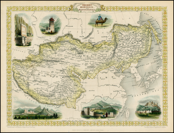 49-China, India, Central Asia & Caucasus and Russia in Asia Map By John Tallis