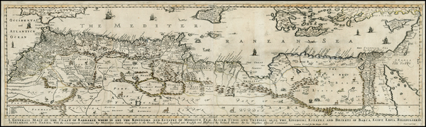 2-Mediterranean, Egypt, North Africa, Balearic Islands and Greece Map By Richard Blome