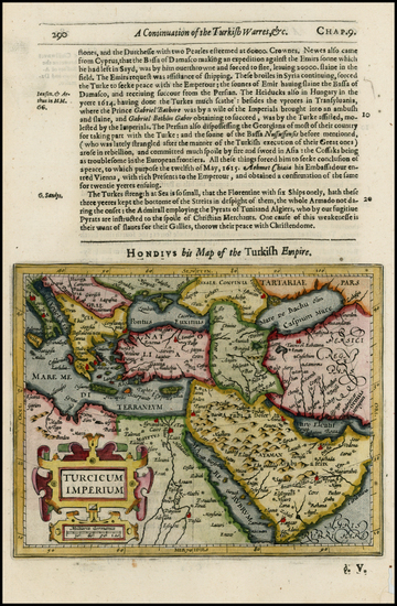 80-Turkey, Mediterranean, Middle East and Turkey & Asia Minor Map By Jodocus Hondius / Samuel 