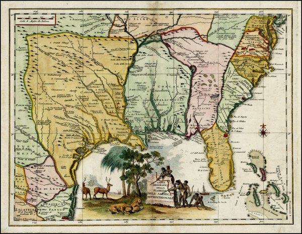 35-Florida, South, Southeast, Texas and Midwest Map By Giambattista Albrizzi