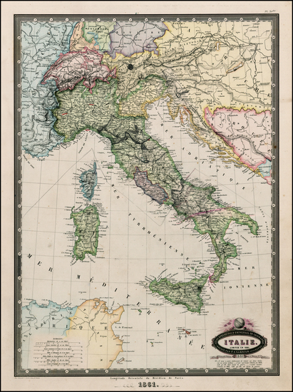 88-Italy Map By F.A. Garnier