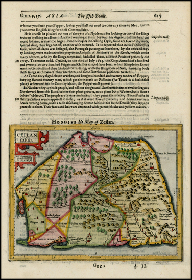 94-India and Other Islands Map By Jodocus Hondius / Samuel Purchas