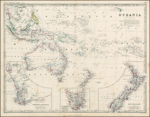 99-Australia & Oceania, Australia, Oceania and New Zealand Map By W. & A.K. Johnston