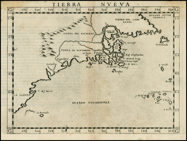 18-New England, Mid-Atlantic, Southeast and Canada Map By Girolamo Ruscelli