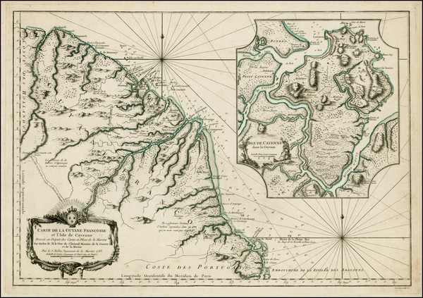 24-Guianas & Suriname Map By Jacques Nicolas Bellin