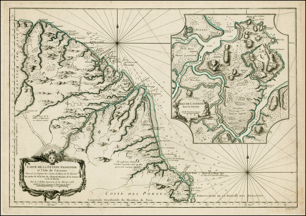 0-Guianas & Suriname Map By Jacques Nicolas Bellin