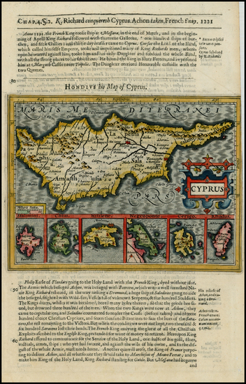 64-Turkey, Mediterranean, Balearic Islands and Greece Map By Jodocus Hondius / Samuel Purchas