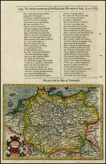 54-Netherlands, Poland, Baltic Countries and Germany Map By Jodocus Hondius / Samuel Purchas