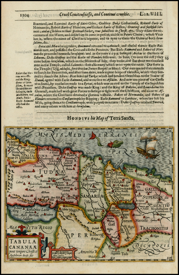 18-Middle East and Holy Land Map By Jodocus Hondius / Samuel Purchas