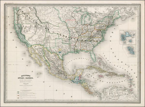 75-United States and Mexico Map By Adolphe Hippolyte Dufour