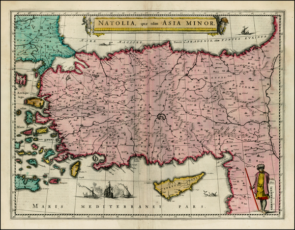 20-Turkey, Mediterranean, Turkey & Asia Minor and Balearic Islands Map By Willem Janszoon Blae