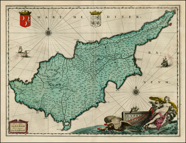 81-Turkey, Mediterranean, Balearic Islands and Greece Map By Willem Janszoon Blaeu