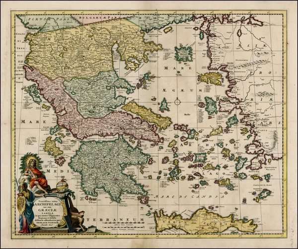 24-Balearic Islands and Greece Map By Nicolaes Visscher I