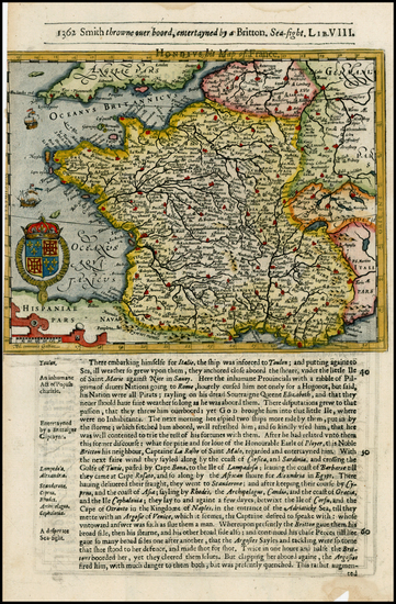 24-France Map By Jodocus Hondius / Samuel Purchas