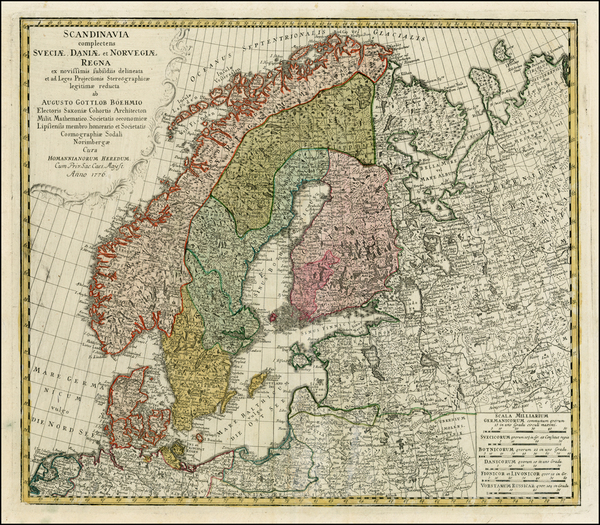 69-Baltic Countries and Scandinavia Map By Johann Baptist Homann