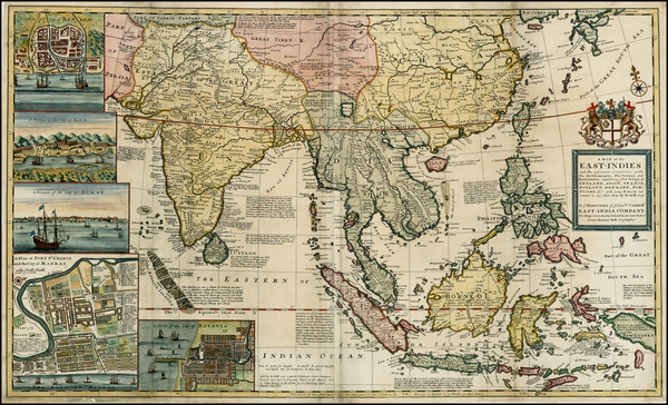 46-China, India, Southeast Asia and Philippines Map By Herman Moll