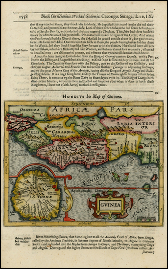 2-West Africa Map By Jodocus Hondius / Samuel Purchas